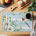 thumbnail image 2 of Daisy Spring Floral Placemats Set of 12, Eucalyptus Leaves Watercolor Wooden Placemats for Dining Table, Place Mats for Kitchen Tabletop, Waterproof Wipeable Dining Table Mats Set, 2 of 9
