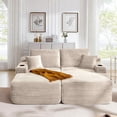 thumbnail image 2 of FFH 69"W Double Chaise Lounge Indoor Furniture, Convertible Sleeper Sofa Chair Plush Boneless Cloud Couch with Cup Holders and Side Pockets, Beige, 2 of 8