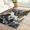 thumbnail image 2 of Black Gold Marble Rug, Marble Pattern Area Rug 5x6, Water Wave Pattern Rugs for Bedroom, Rugs Low Pile Washable Stain Resistant Easy Clean for Dining Room, Living Room Soft Carpet Decor ZX&-242, 2 of 7