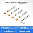 thumbnail image 1 of Aluminum Alloy Screws Lock Nut 4set Computer Fan Screws for 25mm Thickness Cooling Fan Easy Installation Colorful Gasket 30mm-Golden, 1 of 6