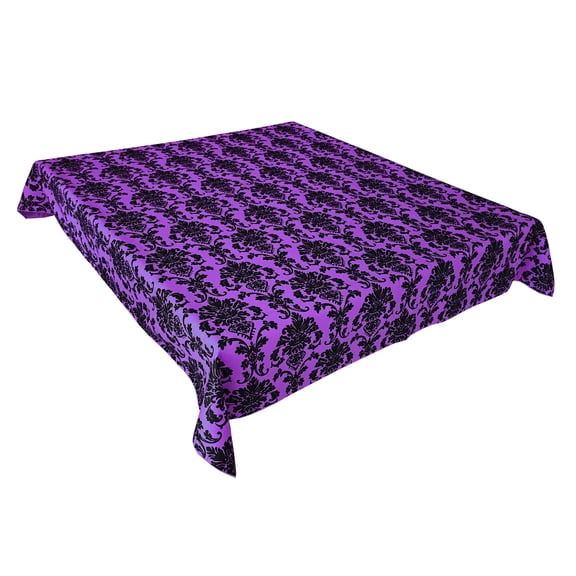 Floral Poplin Damask Durable Tablecloth Purple