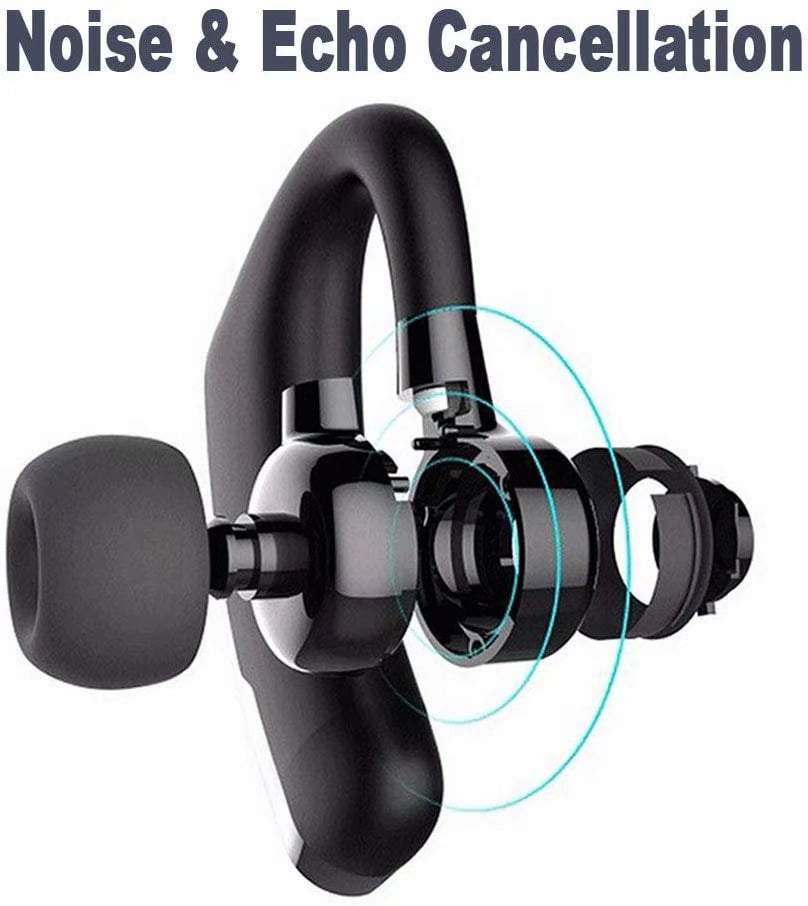 Bluetooth Headset Wireless Earpiece V4.1+EDR – Smart Noise Cancelling Bluetooth Headset for Businessmen, Office, Driving, Trucker, Compatible with Android/iPhone/Google Assistant