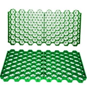 VEVORbrand Permeable Pavers 1.9 in Depth Gravel Driveway Grid Flat-interlocked Grass Pavers HDPE Green Plastic Shed Base for Landscaping and Soil Reinforcement (Pack of 4-11 Sf)