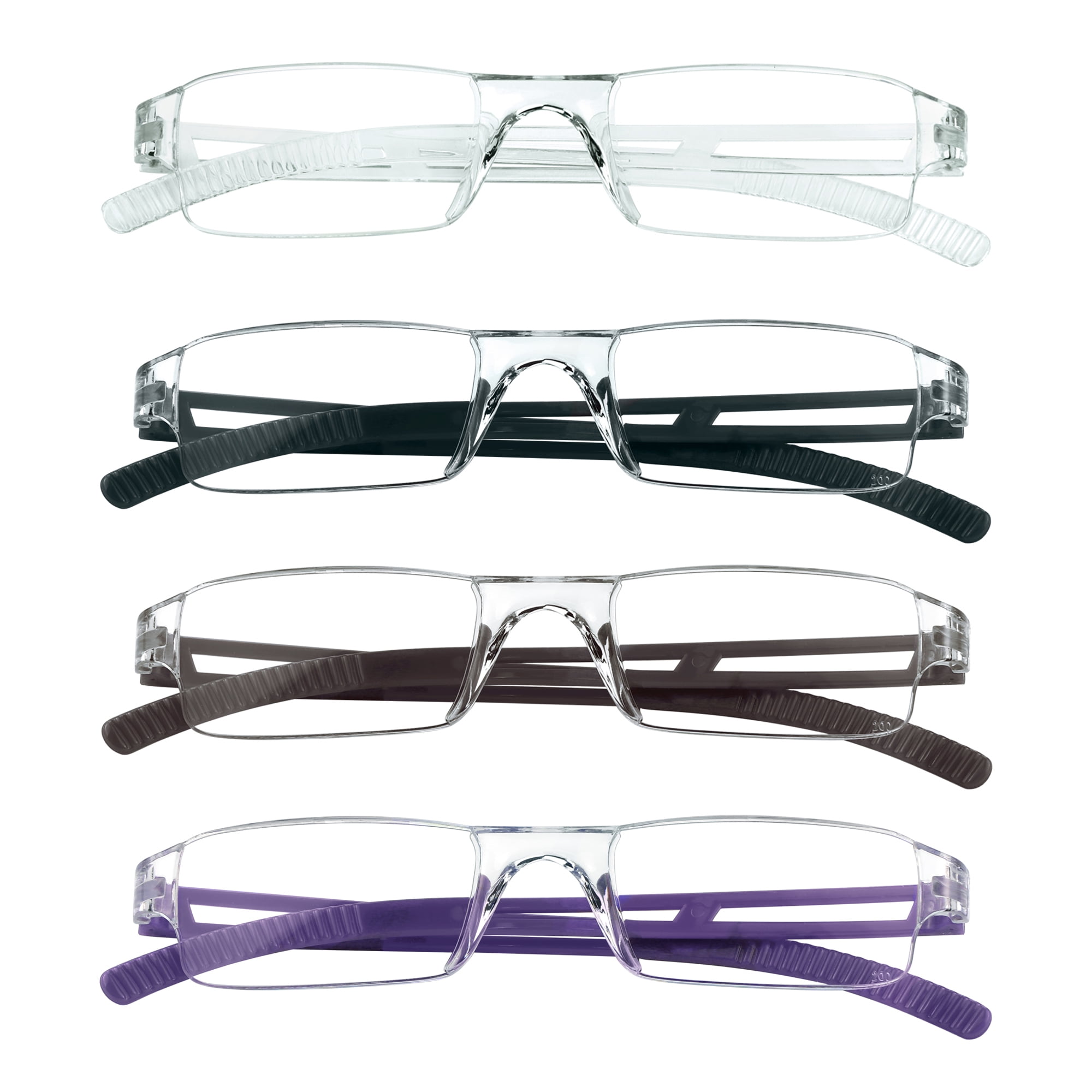 Blue Light Spring Hinge Readers Eyeglasses 2-Pack Keychain Compact Bags Folding Reading Glasses Men Women 