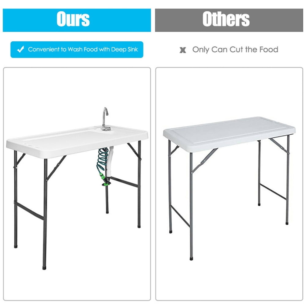 Aimee Lii Folding Cleaning Sink Faucet Cutting Camping Table with Sprayer, Outdoor Picnic Camping Equipment