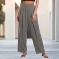 thumbnail image 5 of Vivianyo HD Women's Front Pleat Woven Bottoms, Straight Leg Office Casual Trousers with Side Pockets for Women, Women's Gray, Sizes S-2XL, 5 of 5
