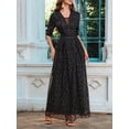 thumbnail image 1 of Ella & Elly Plus Robe Noire à Manches Courtes en Maille Brodée de Sequins Col en V pour Femmes, 1 Unité, 1 of 6