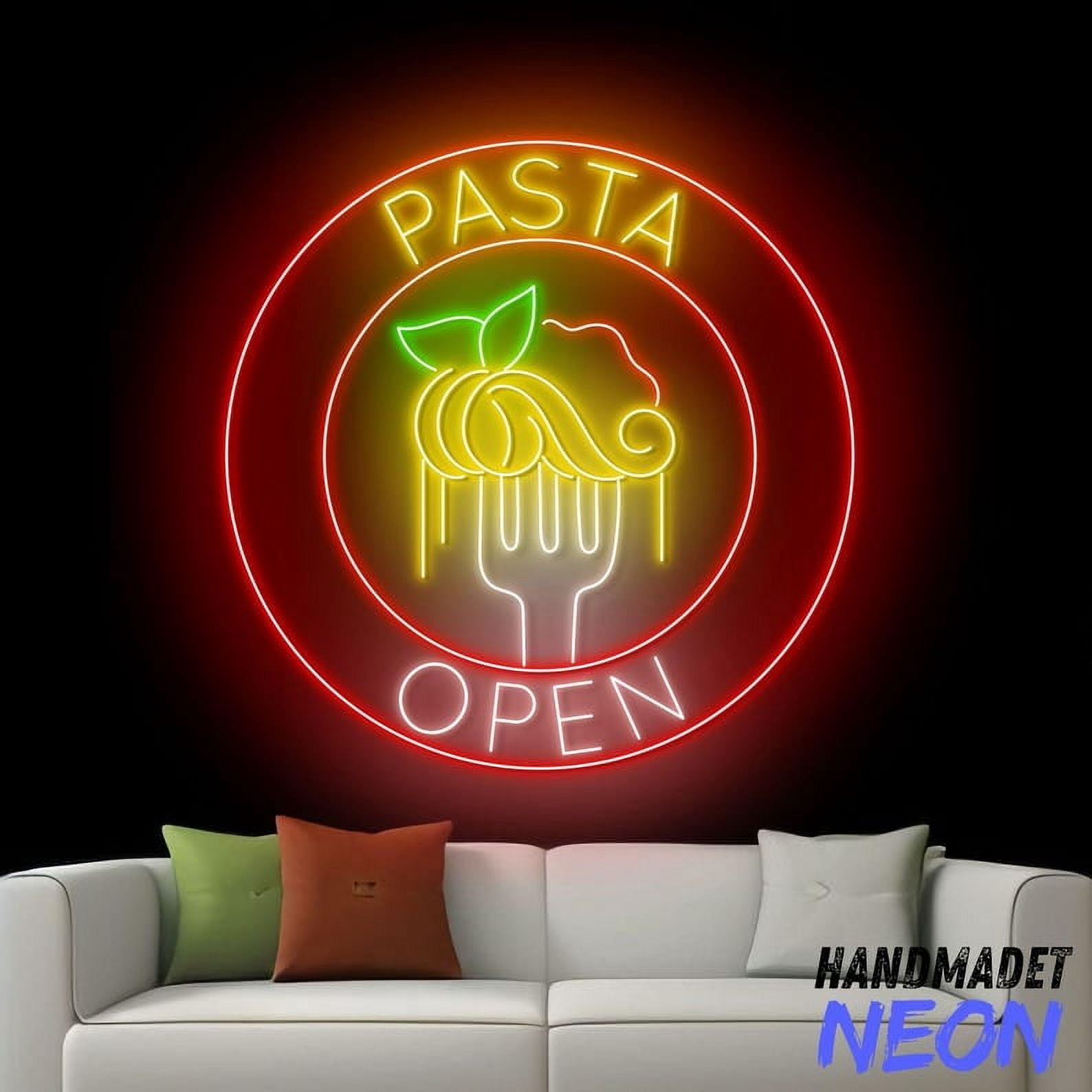 Handmadetneonsign Pasta Open Neon Sign, Italian Cuisine Led Sign, Spaghetti Wall Art Decor 91478