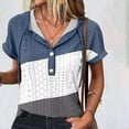 thumbnail image 4 of Women's Zipper Summer Pleated Button Short Sleeve T-Shirt Summer V-Neck Casual top, 4 of 6