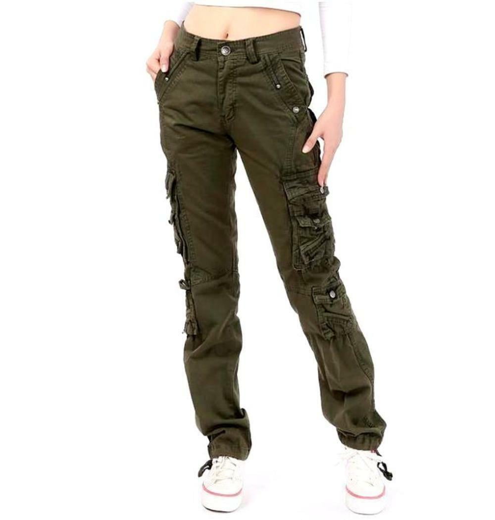 Women's Tactical Pants Casual Cargo Work Pants Military Army Combat Trousers 8 Pockets 