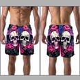 thumbnail image 3 of luoweisi Men's Beach Shorts Quick Dry Swim Trunks with Mesh Lining Couple Skulls L, 3 of 5