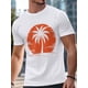 thumbnail image 3 of Camiseta de manga corta con diseño de cocotero tropical para hombre, cuello redondo, diseño de atardecer, color negro-S, 3 of 8