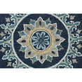 thumbnail image 2 of Laddha Home Designs 5' Blue and Yellow Floral Medallion Hand Hooked Round Area Throw Rug, 2 of 7