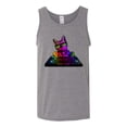 thumbnail image 2 of Neon Retro Rainbow DJ MC Hip Hop Cat | Mens Cat Lover Graphic Tank Top, Heather Grey, 3XL, 2 of 4