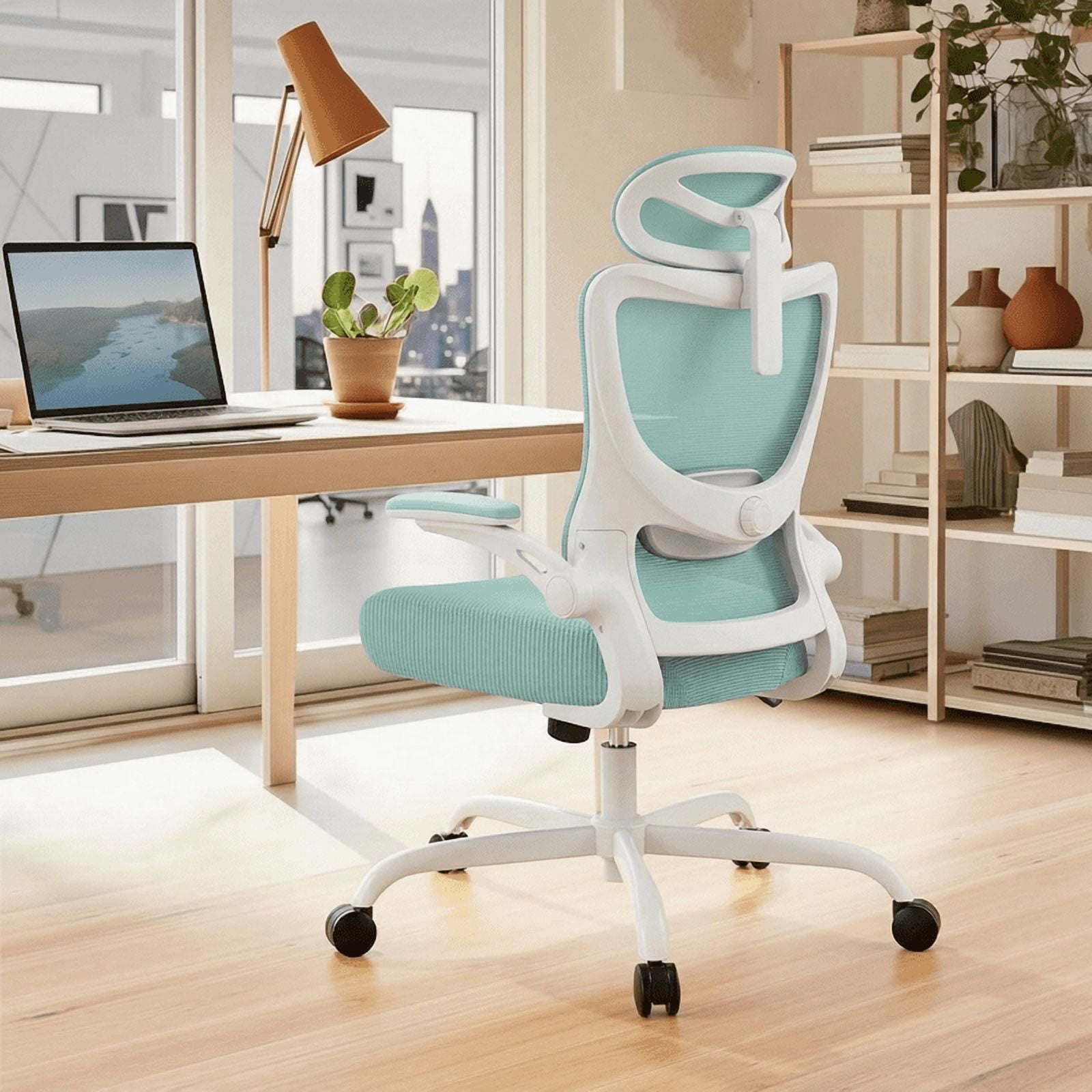 Kyspho High Back Ergonomic Office Chair with Headrest and Adjustable Lumbar Support, Mesh Desk Chair with 3D Armrests, Reclining Computer Chair for Home Office, 300 lbs Capacity