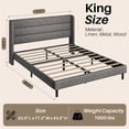 thumbnail image 3 of Frostbloom King Size Linen Upholstered Platform Bed Frame with Wingback Headboard, No Box Spring Needed, Dark Gray, 3 of 8