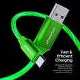 thumbnail image 4 of Powertek Light-Up USB-A to USB-C Charging Cable, 5 ft, Green, 4 of 7
