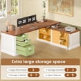 thumbnail image 4 of 70.9" Farmhouse L Shaped Computer Desk with 3 Drawers and Storage Cabinet for Home Office, Study Writing Table with Storage Shelves, 4 of 7