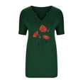 thumbnail image 4 of Birdeem Mode Décontractée pour Femmes Blouses à Manches Courtes Imprimées Col en V T-Shirts Hauts, 4 of 12