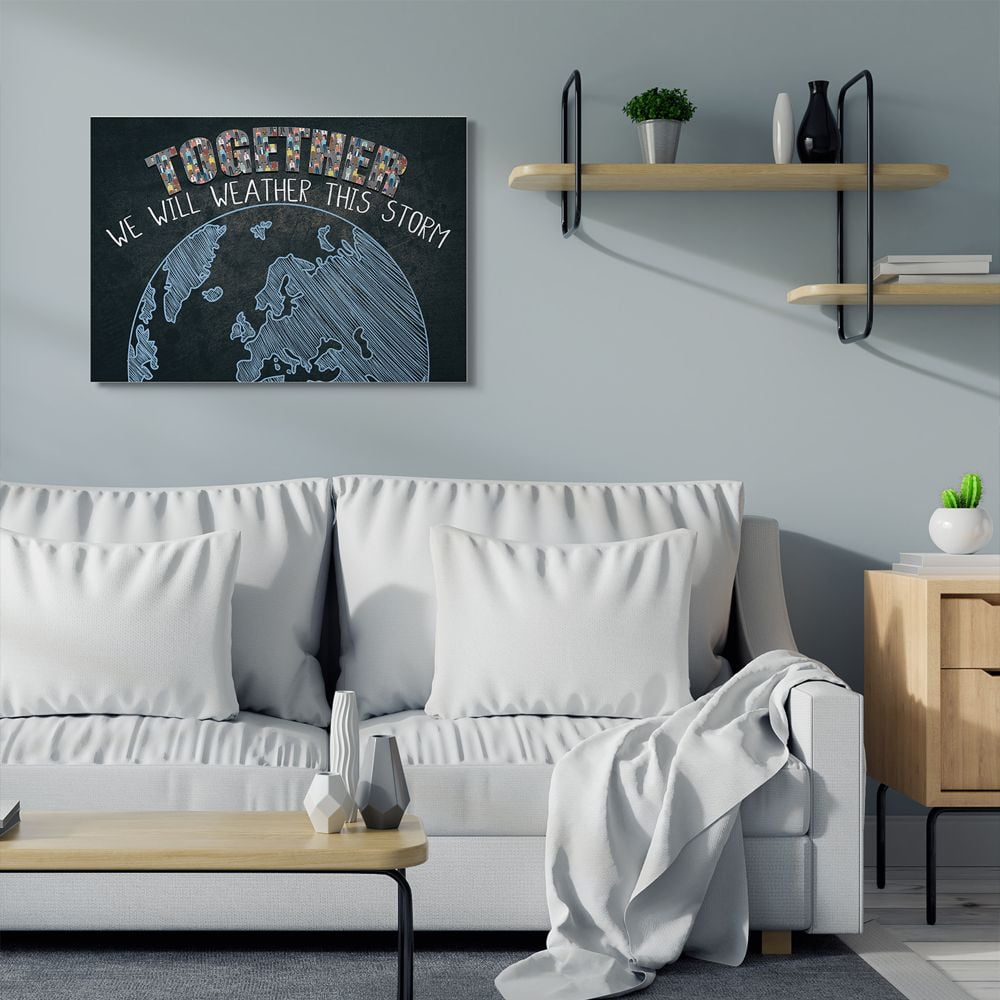 Stupell Industries Together We Will Quote Global Motivational Phrase Canvas Wall Art Design by Kim Allen