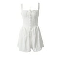 thumbnail image 6 of y2k White Dress Women Sweet Aesthetic Solid Color Hollow Out Spaghetti Strap Sleeveless A Line Mini Dress 2000s Party Dresses, 6 of 9