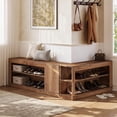 thumbnail image 5 of Finmind 2-Piece L-Shaped Corner Shoe Bench, Modular Wooden Nook Bench with Storage Shelves, 5 of 7