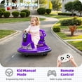 thumbnail image 2 of iRerts Ride on Toys for Toddlers, 12V Bumper Car for Kids Ages 2-5 Gifts, Ride on Cars with Remote Control, Bluetooth, MP3 Music, Light Belt, Purple, 2 of 8