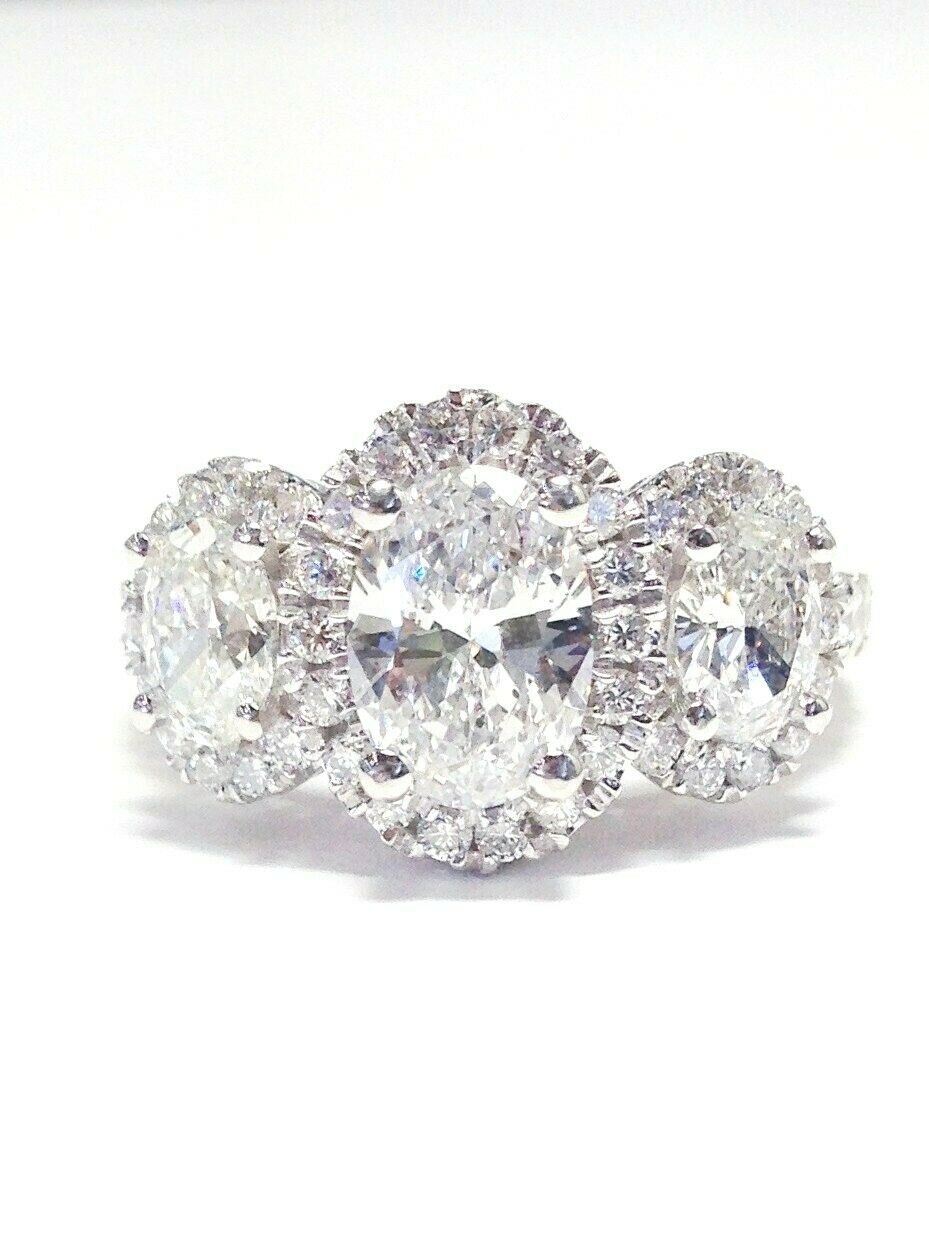 HeartsAndYou 5ct Oval Cut Moissanite Cocktail Ice Halo Engagement Ring for Women 18k White Gold over Silver