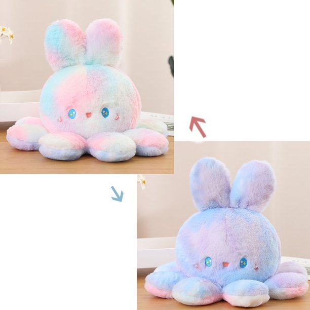 Juguete de peluche de gato de peluche suave, patas de pulpo, Medusa, conejito, muñeca de animales de peluche, conejo arcoíris, juguete de apaciguar para bebé