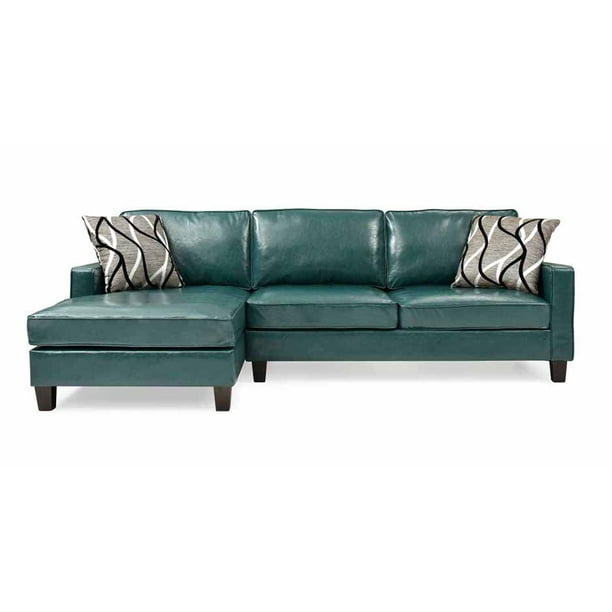 glenbrook turquoise faux leather sectional