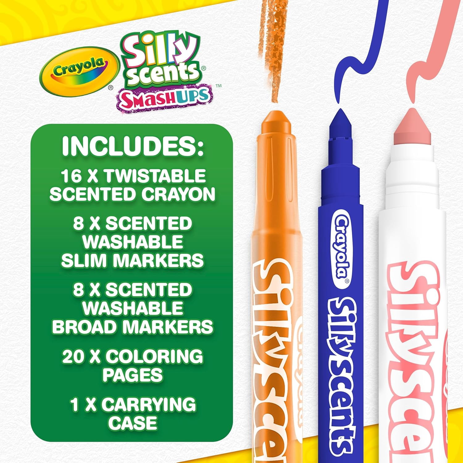 Crayola Silly Scents Mini Inspiration Art Case, Scented Crayons & Markers Set, Art Kit for Kids, Coloring Supplies, Travel Gifts for Kids, Ages 4+