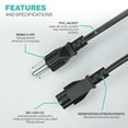thumbnail image 3 of 3 Prong Notebook Power Cord 125V 10ft Long Replacement Laptop Notebook 3 pin Charger Cable IEC320 C5 to NEMA 5-15P, 3 of 5