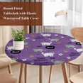 thumbnail image 4 of Purple Halloween Round Tablecloth, Fitted Table Cover with Elastic for 45"-54" Round Tables, Cat Bat Ghost Pumpkins Table Cloth Outdoor Indoor Dinning Party Waterproof Tablecloths, 4 of 7