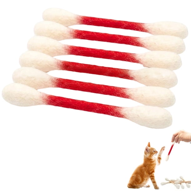 Palitos de lana natural para limpiar los dientes de los gatos: juguete masticable suave para aliviar la dentición, el cuidado bucal de las mascotas y el estrés.