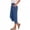 *Blue, variant on ClodeEU Women's Linen Pleated Elastic Waist Capri Pants with Pockets, Solid Color Casual Cropped Trousers Brown,Womens Plus S