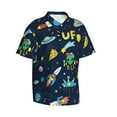 thumbnail image 2 of Balery Funny Spaceships Print Men's Hawaiian Shirts Short Sleeve Beach Shirt Relaxed Fit Vacation Button Down Shirts-Medium, 2 of 9