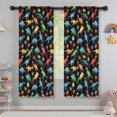 thumbnail image 5 of Blackout Kids Curtains,Black Cartoon Dinosaurs Colorful Leaves Pattern Childrens Insulated Curtains Set Of 2,Bedroom Essentials,Toddler Room Decor 42"x63", 5 of 5