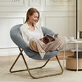thumbnail image 5 of Comfy Saucer Chair, Folding Cozy Faux Fur Accent Seat with Thick Padded and Metal Frame, Single Leisure Chair for Living Room Bedroom, Gray, 5 of 8