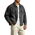 thumbnail image 2 of sdhkgrrt Men's Plus Size Denim Shacket Fall Winter Long Sleeve Collared Casual Jacket Button Down Work Outfits Loose Fit Clothes, Gray 3XL, 2 of 8