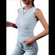 thumbnail image 2 of Top Informal de Verano de Punto Acanalado con Cuello Redondo, Corte Entallado, Básico, Texturizado, Sin Mangas, Azul , L, 2 of 5