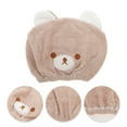 thumbnail image 3 of Unique Bargains 1 Pc Water-absorbent Cartoon Bears Hair Towel for Bathroom Khaki Coral Fleece, 3 of 5