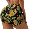 thumbnail image 2 of Xecao Sunflowers And Bird Print Workout Shorts for Women Soft Smooth Gym Yoga Scrunch Active Tennis Workout Running Shorts, 2 of 9