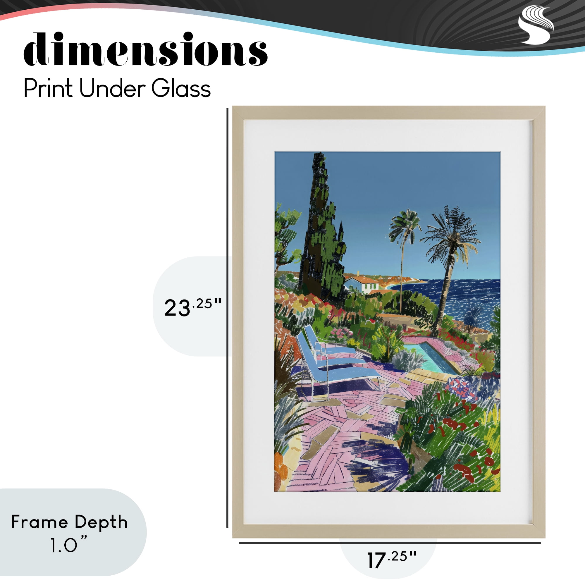 Stupell Industries Pool View to Ocean Birch Framed Print Under Glass, design by Creative Studio