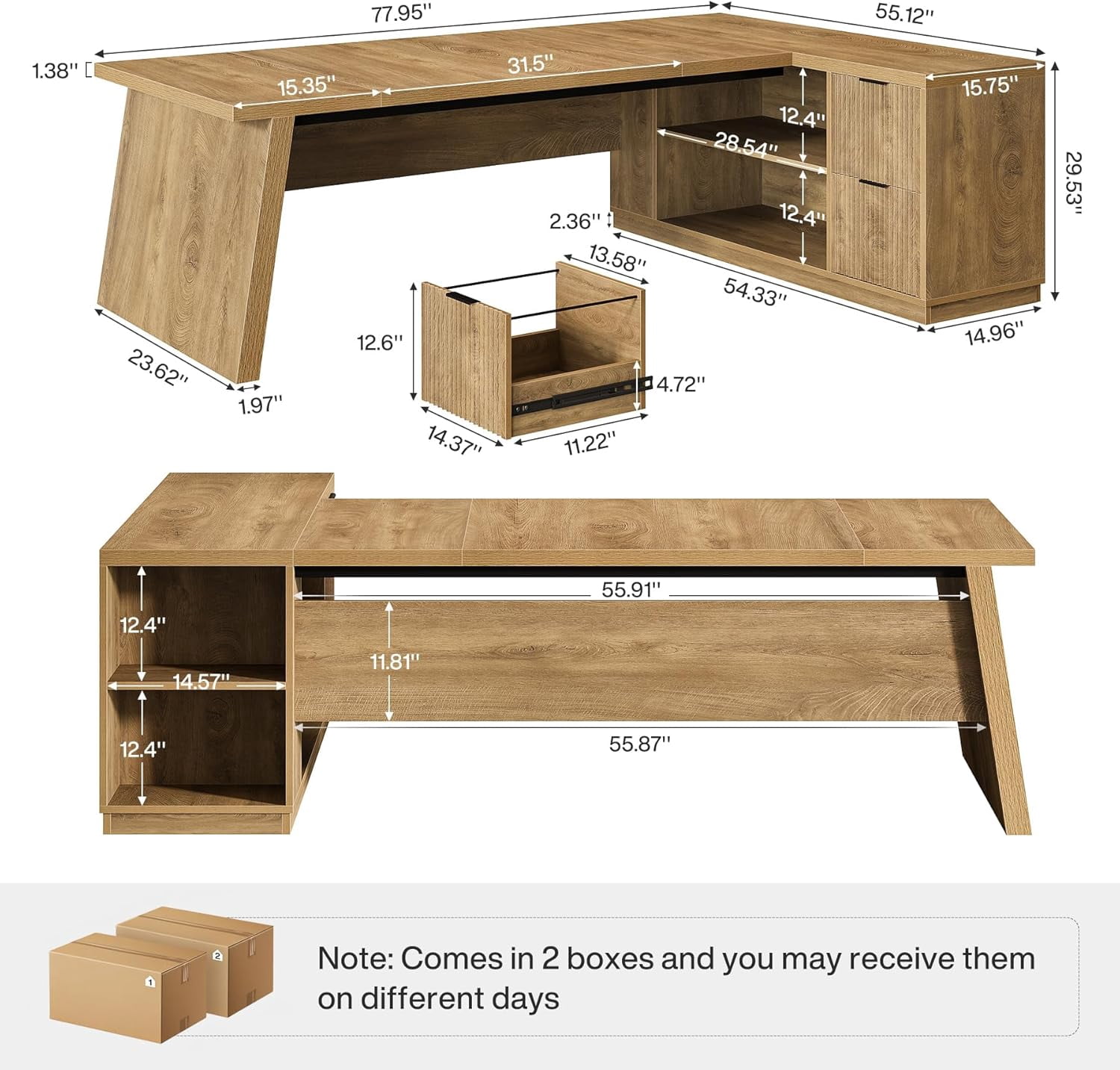 Tribesigns L Shaped Executive Desk with Storage, 78 Inch Large Computer Table, Corner Home Office Desk with Shelves