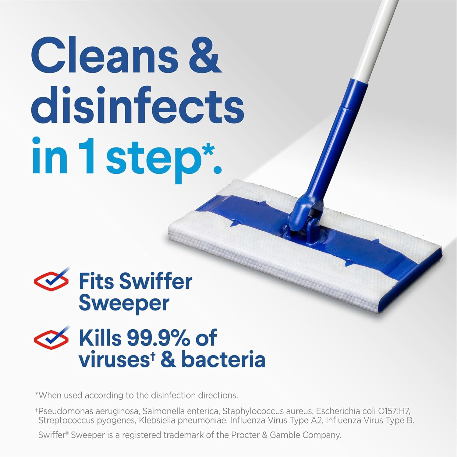 Disinfecting Wet Mop Pad, Disposable Mop Heads, Multi-Surface Floor Wipes, Rain Clean, 2 Packs, 24 Wet Refills Per Pack (Package May Vary)