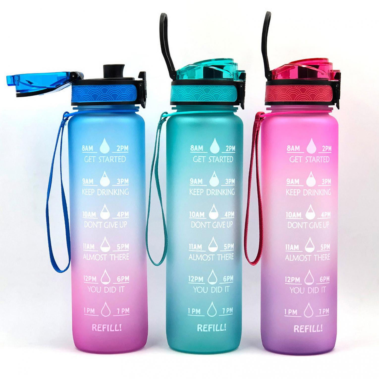 MIKAMEE 32 oz Water Bottles Time Marker & with Algeria