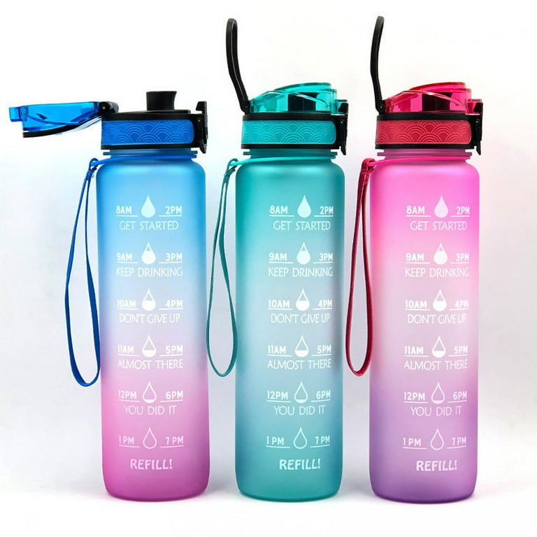 Clearance! EQWLJWE 32 oz Water Bottle with Time Marker, BPA Free, Leak  Proof, Measures How Much Water You Drink