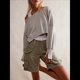 thumbnail image 4 of Sudadera Corta para Mujer, Cuello Redondo, Larga, Talla Grande, Otoño-Invierno 2025, Estilo Jersey Holgado. Gris XL, 4 of 10