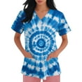 thumbnail image 4 of BDPORKAS Women Scrubs Nurse Uniforms Stretch Short Sleeve V Neck Nursing Scrub Fashion Tie Dye Graphic Soft Shirts with Pocket, 4 of 7