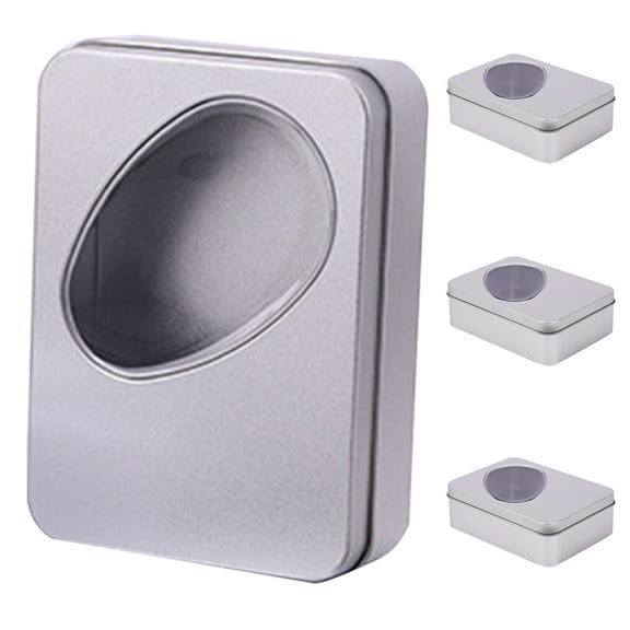 unbranded 4 Christmas Cookie Tins with Lids Candy Boxes Storage Containers Salve Clear Bins